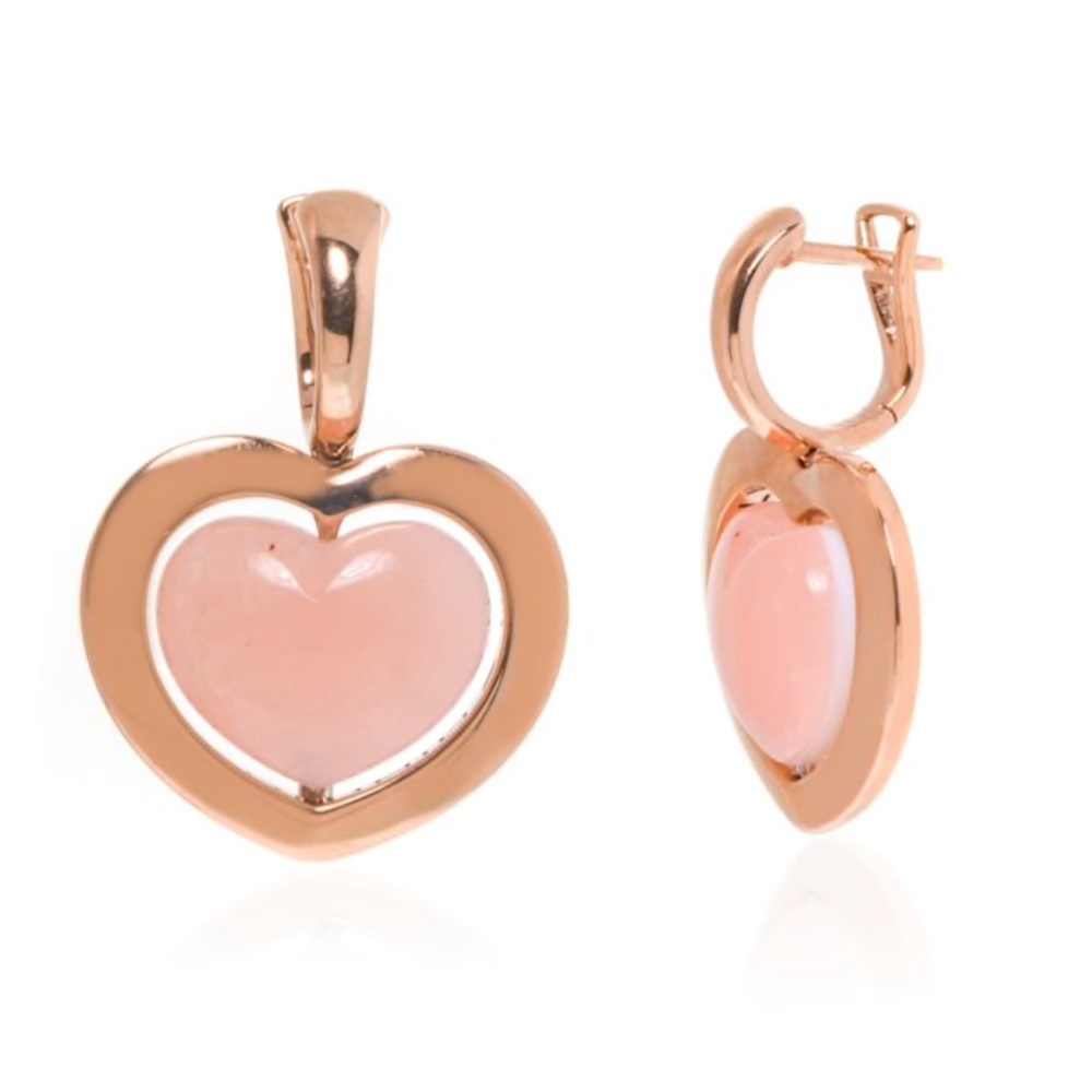 18K Mimi Milano Giulietta Romeo Rose Gold Rose Quartzite Earrings And Necklace